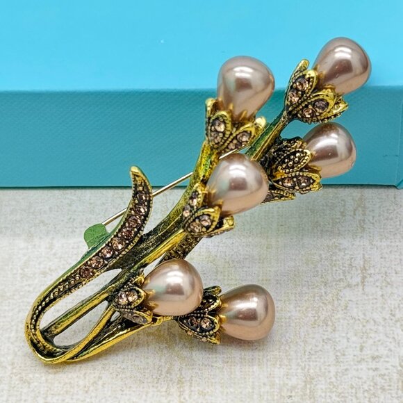 Brand new Tulip Flower Brooch Rhinestone Tulip Brooch Flower Pin Sprind Brooch - Picture 4 of 6